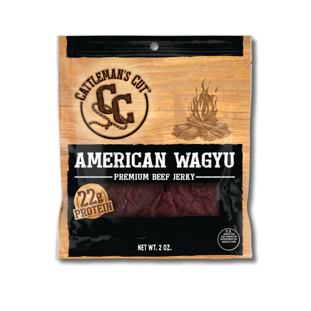 CATTLEMAN'S CUT close-up of jerky texture highlighting tender marbling and savory appeal