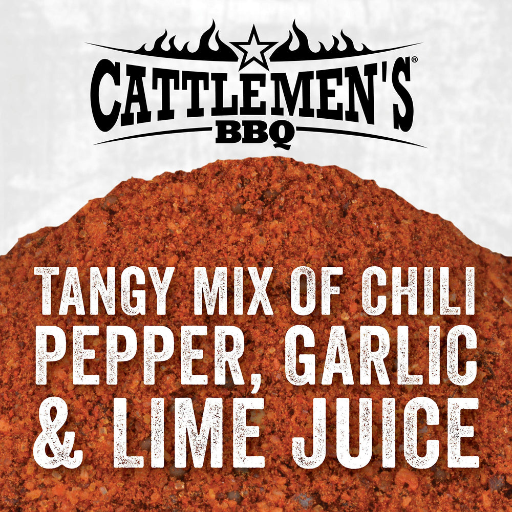 Cattlemen's chili lime rub close-up texture showing fine grind and even seasoning coverage