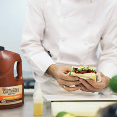 Cattlemen's brushed onto ribs on the grill adding glossy finish and flavor benefit