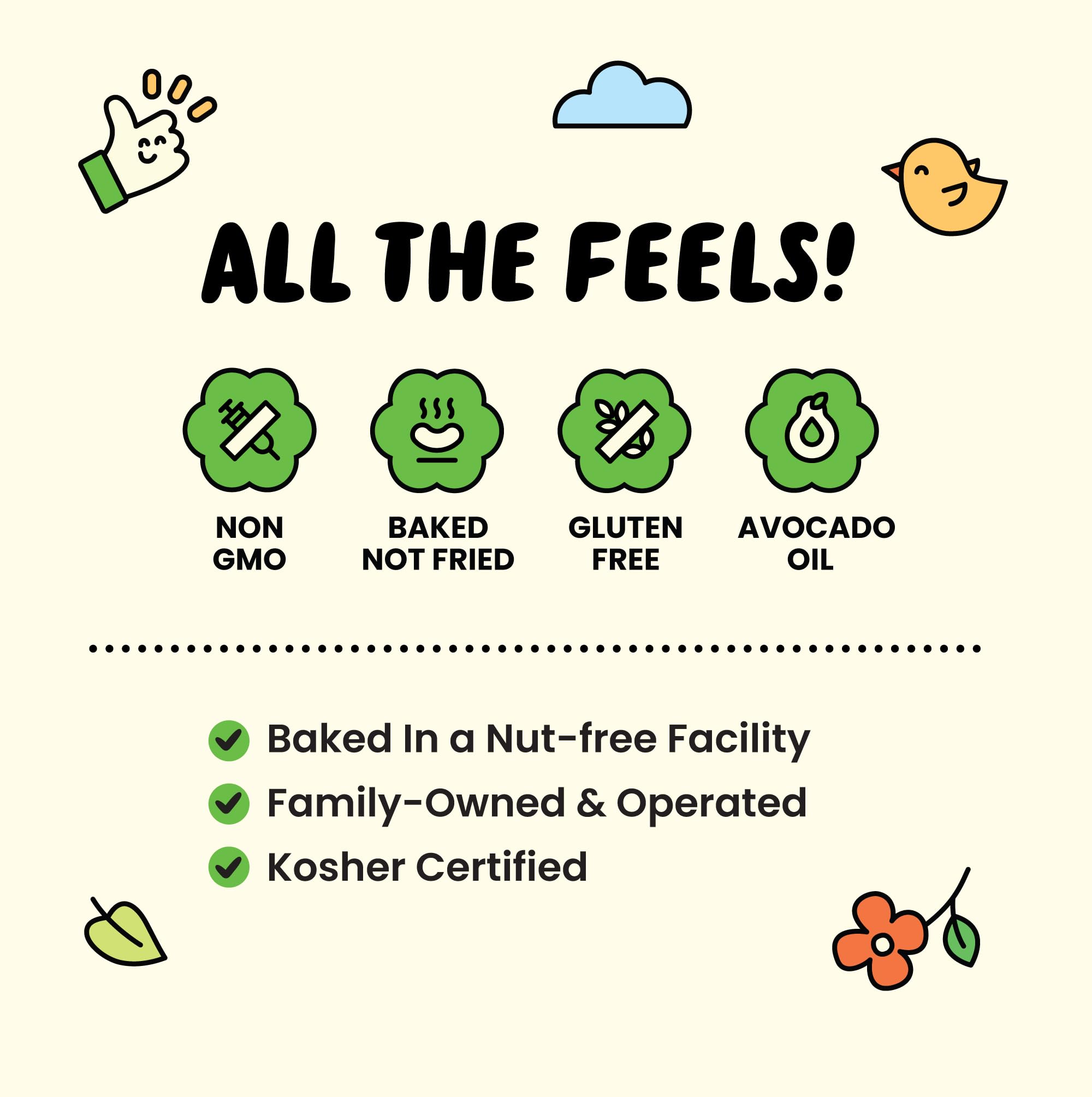 Back label of Caulipuffs ingredient list showing clean, non-GMO ingredients