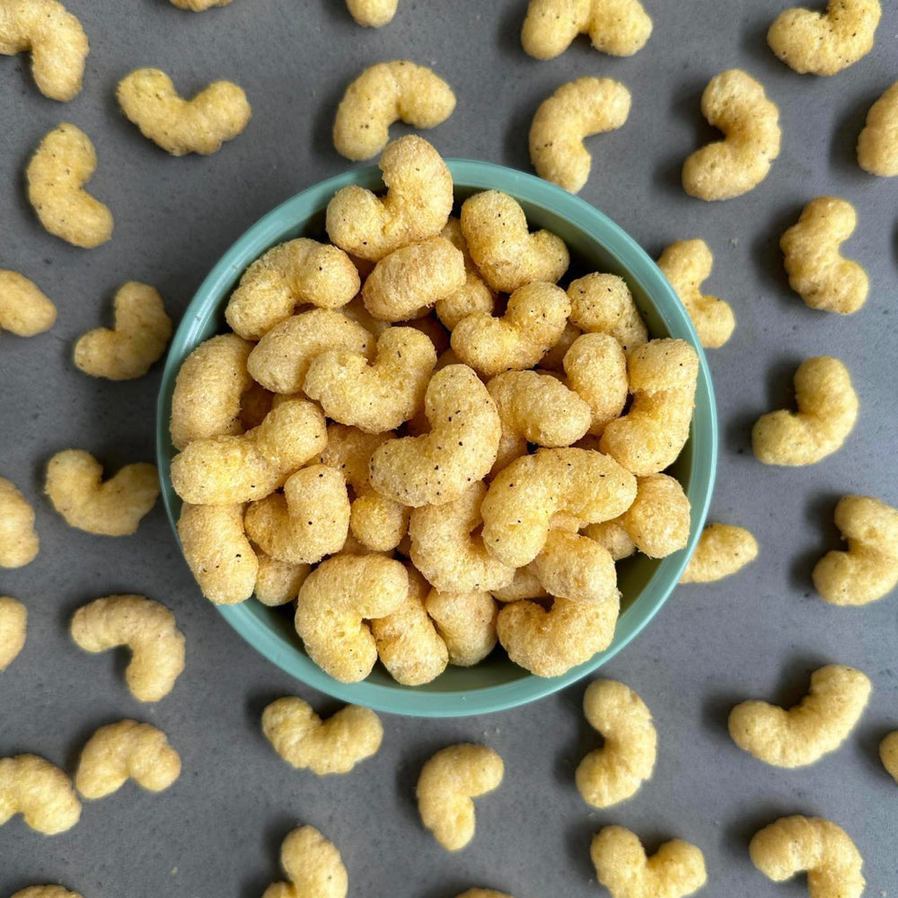 Bowl of Caulipuffs ready to serve showcasing brand convenience and shareability