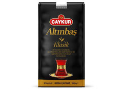 ÇAYKUR front packaging showing premium Altınbaş 500g and elegant design benefit