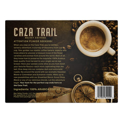 Caza Trail brewed cup with crema showcasing rich flavor and bold aroma