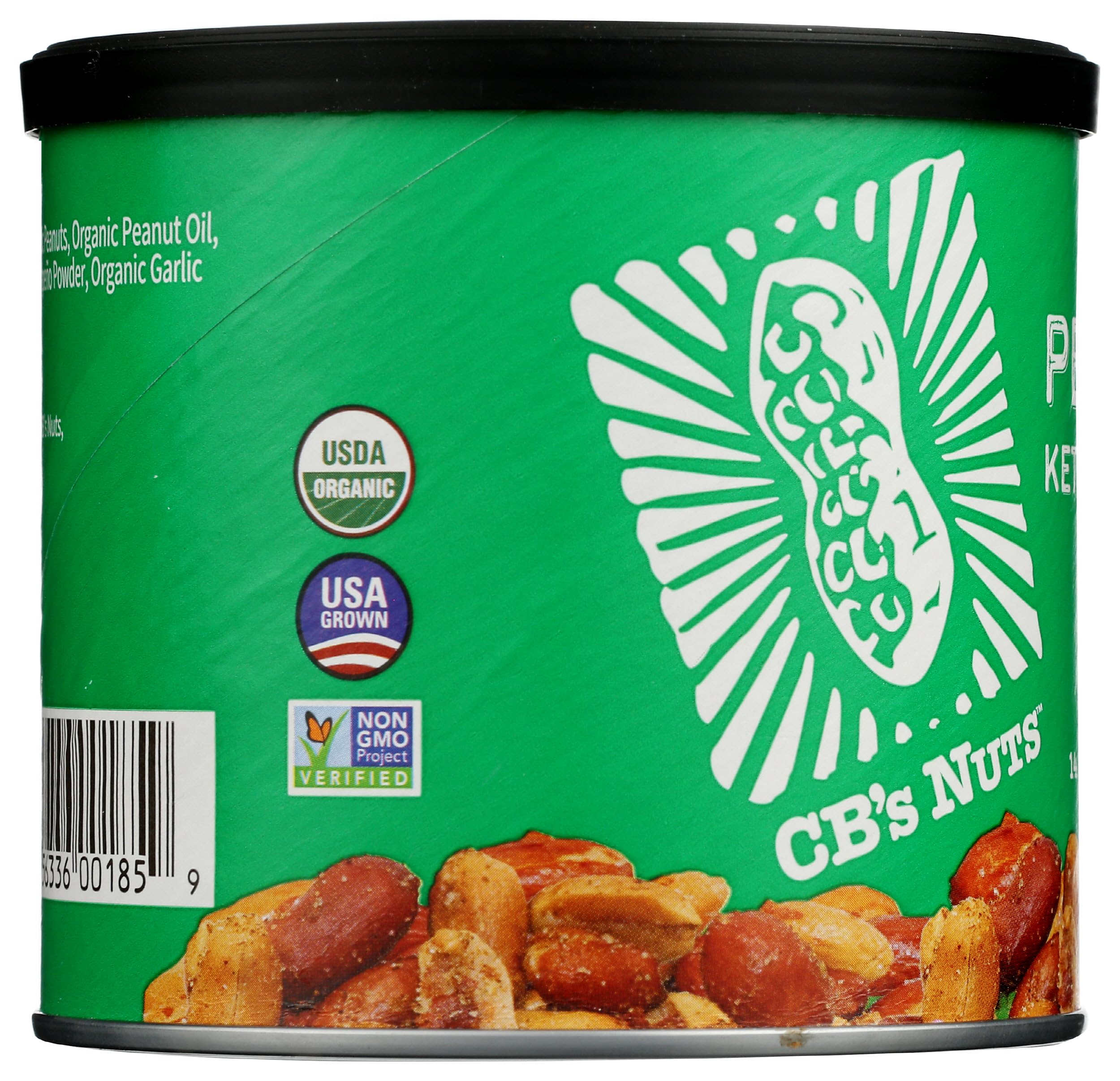 CB's Nuts open can with visible roasted peanuts and fresh seasoning