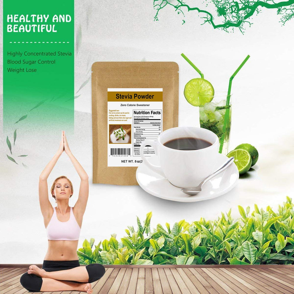 cup of coffee sweetened with CCnature stevia powder and no sugar