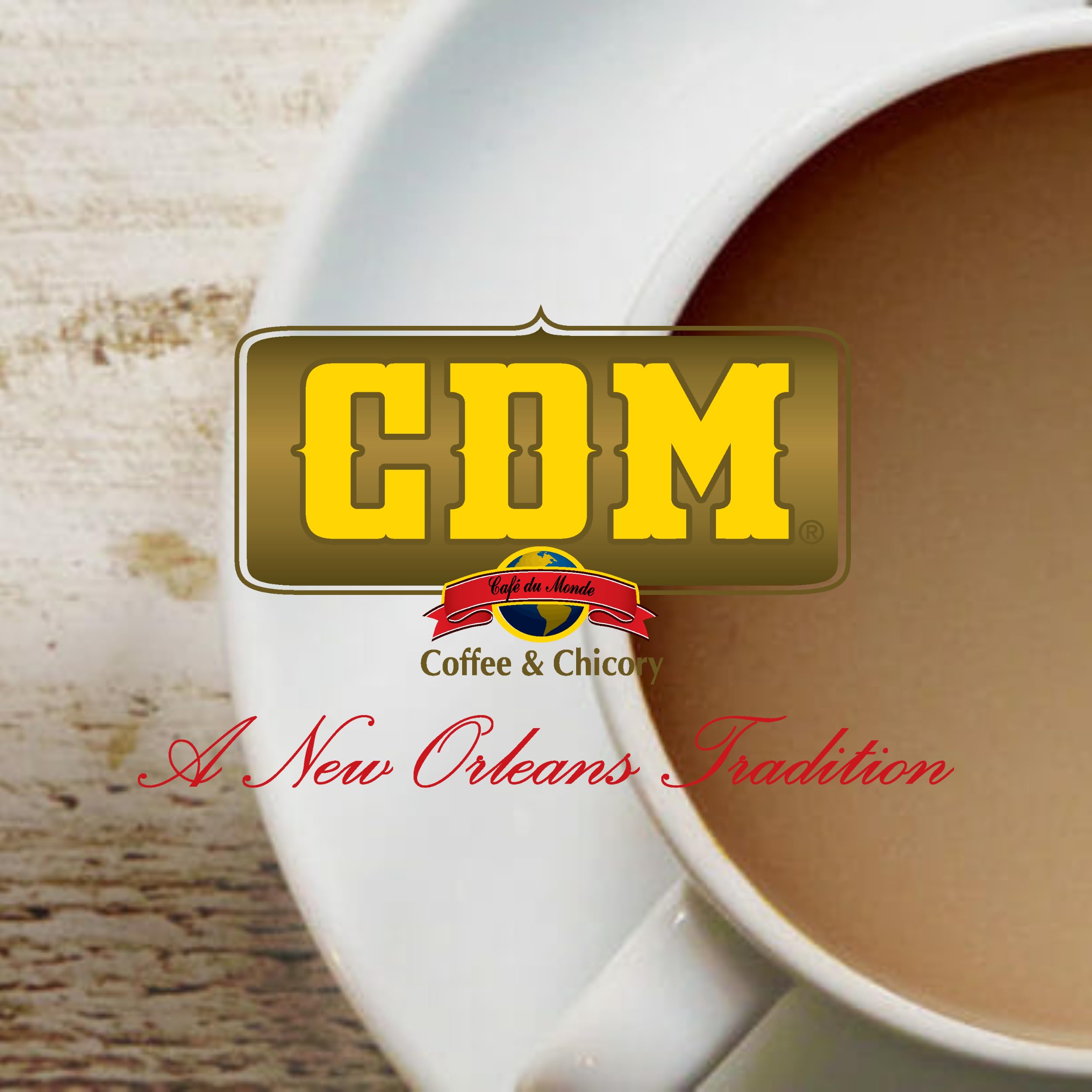 CDM open can showing ground coffee and chicory texture for rich flavor