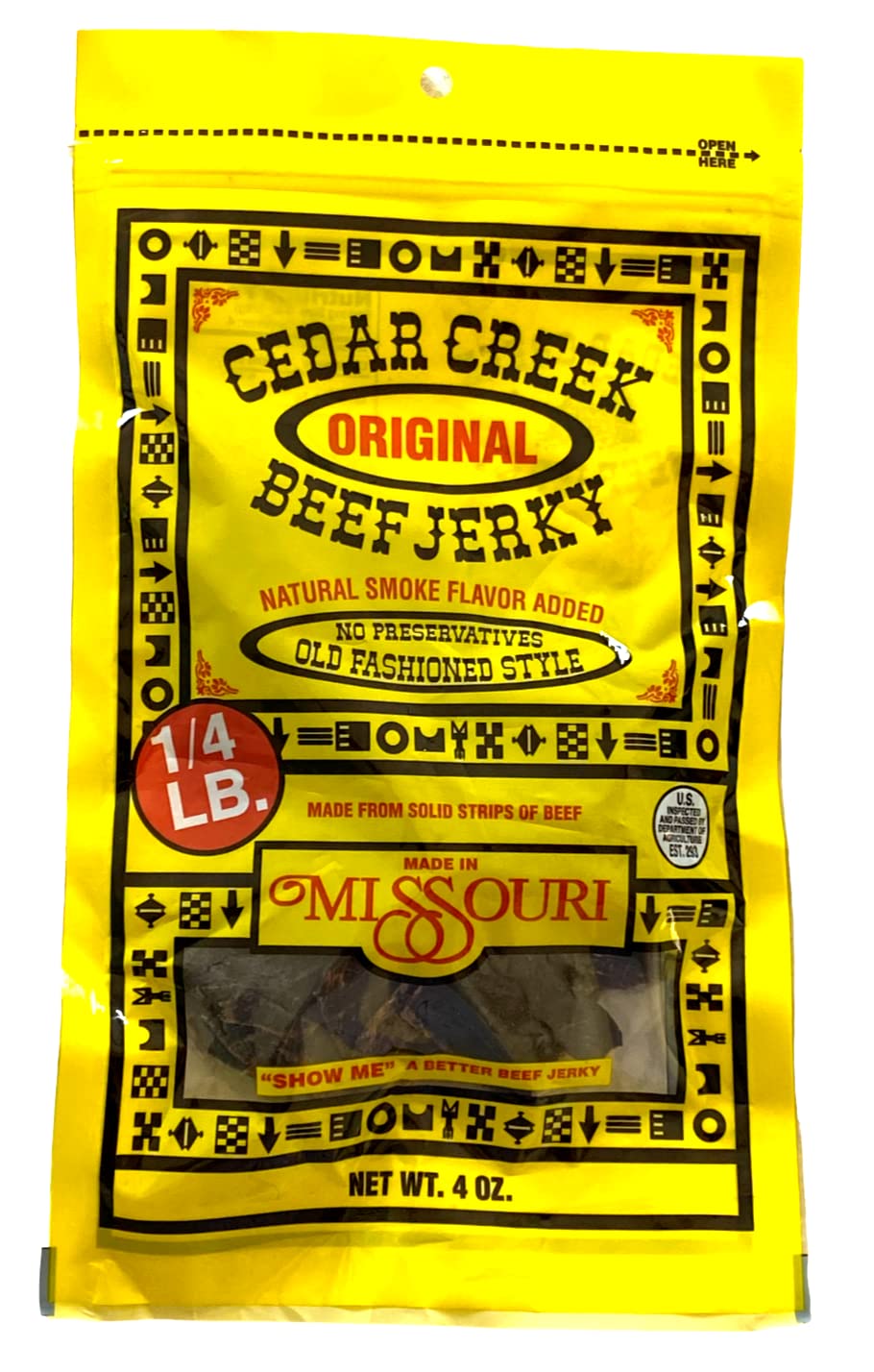 Cedar Creek front packaging showing 4oz bag and clear branding for portable protein
