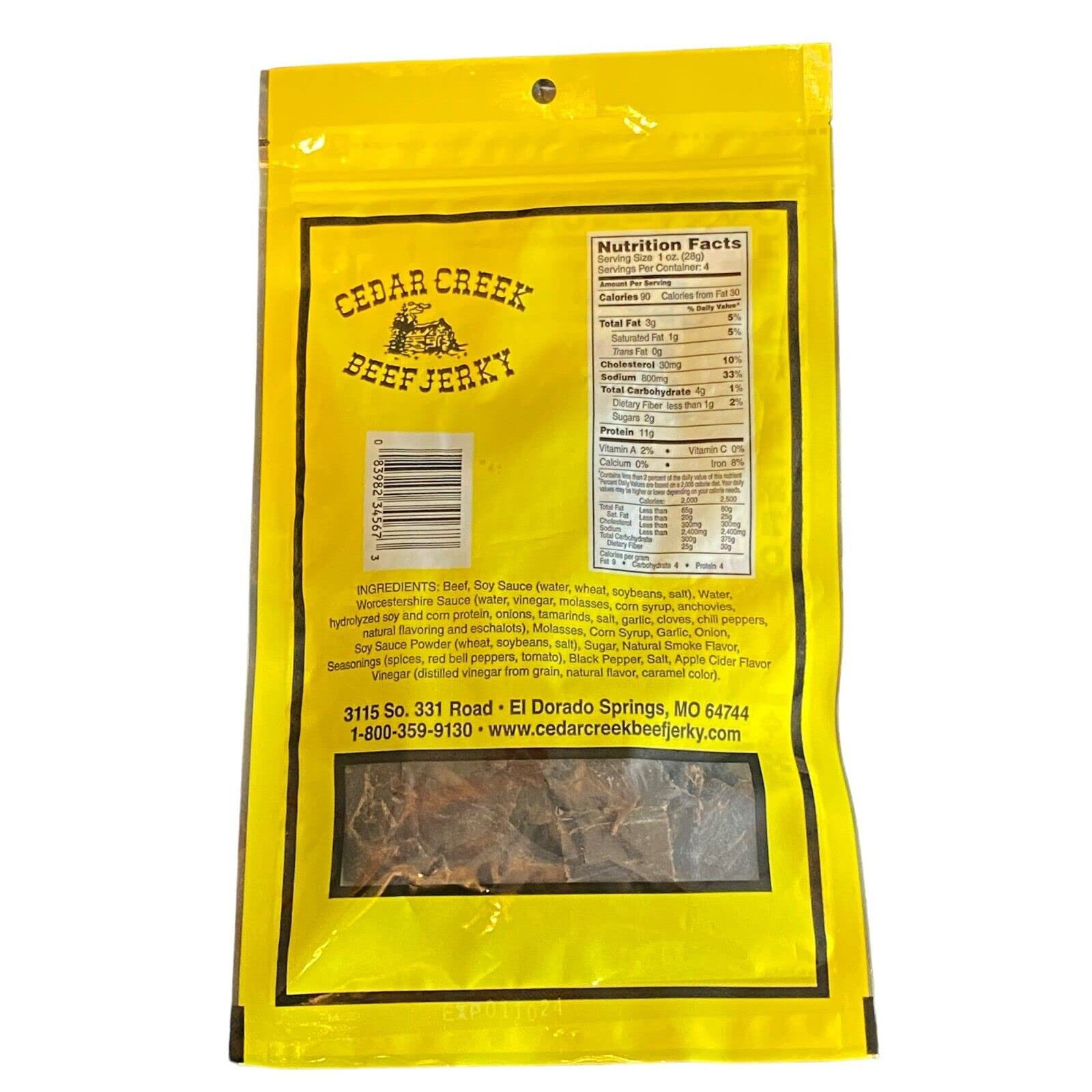 Cedar Creek close-up of thinly sliced jerky texture highlighting lean, flavorful bite