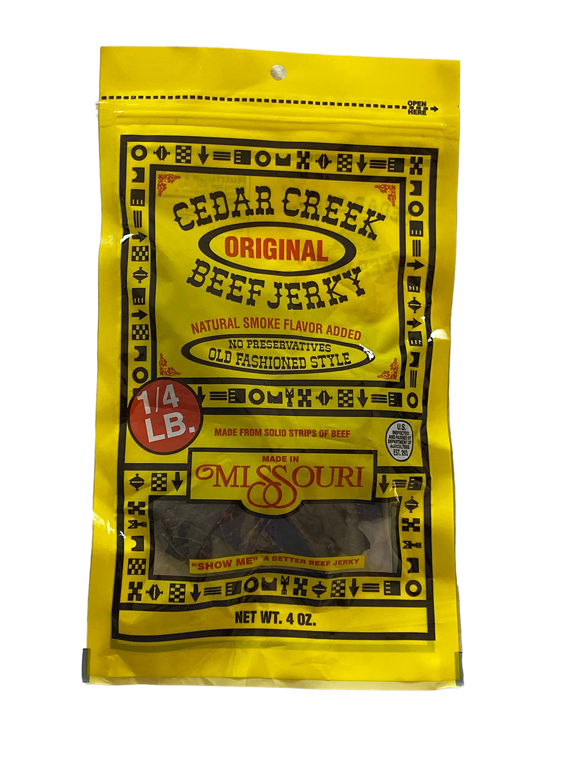 Cedar Creek jerky in a backpack pocket as an on-the-go snack for quick energy