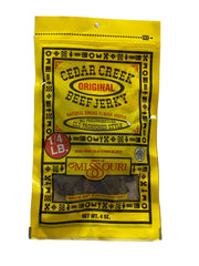 Cedar Creek jerky in a backpack pocket as an on-the-go snack for quick energy