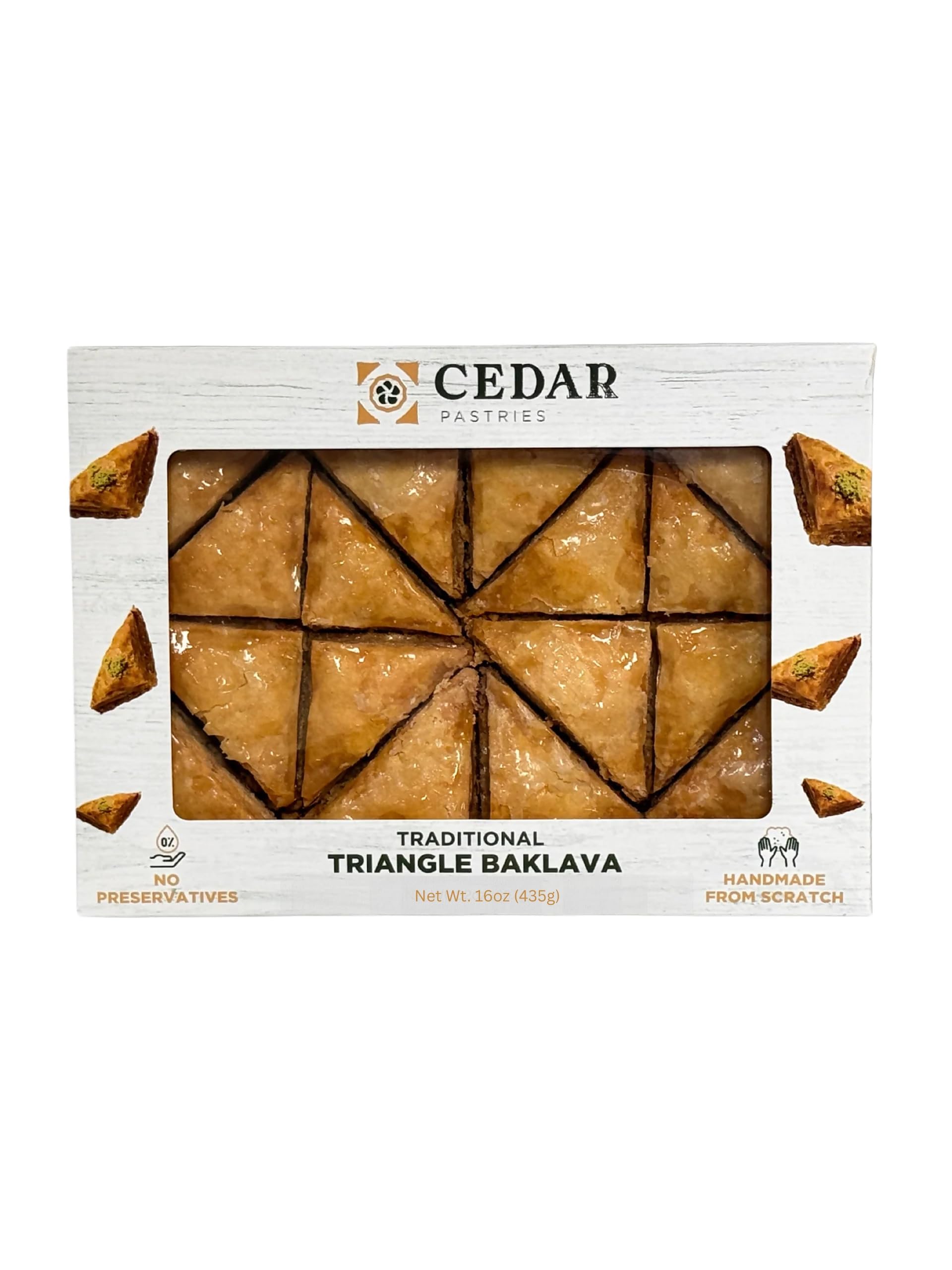 Cedar Pastries triangle baklava plated, ready to serve and impress guests