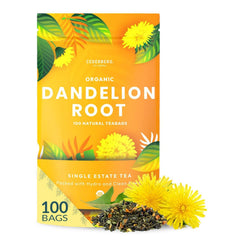 Cederberg Tea Company front box view showing organic dandelion root tea — clear product info and freshness