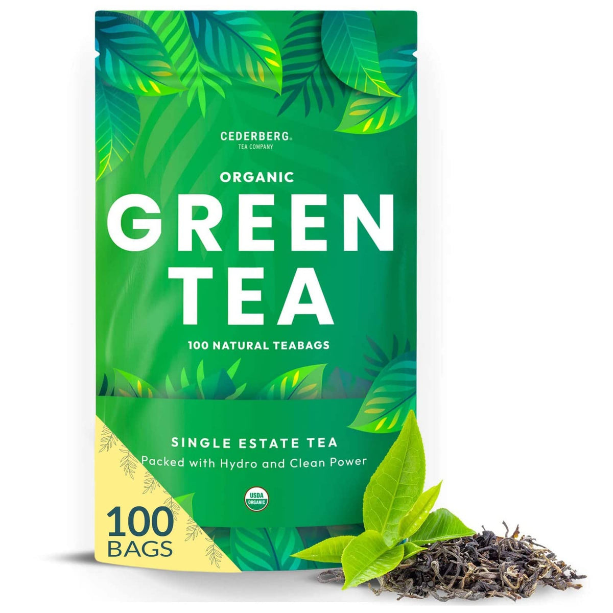 Cederberg Tea Company front pouch view showing organic label and 100 tea bags benefit
