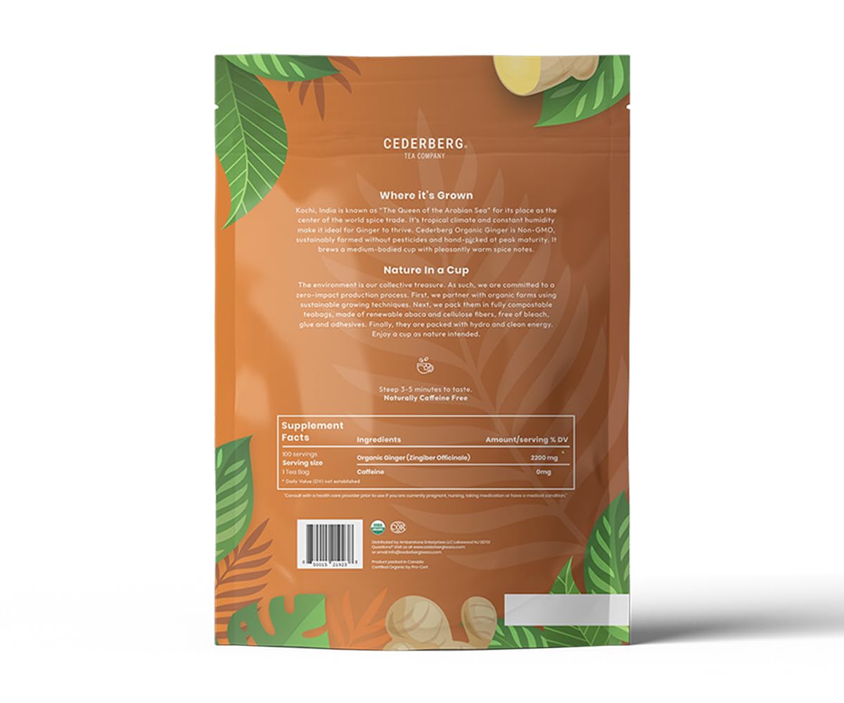 Cederberg Tea Company product label with organic and non-GMO seals showing trustworthy certifications benefit