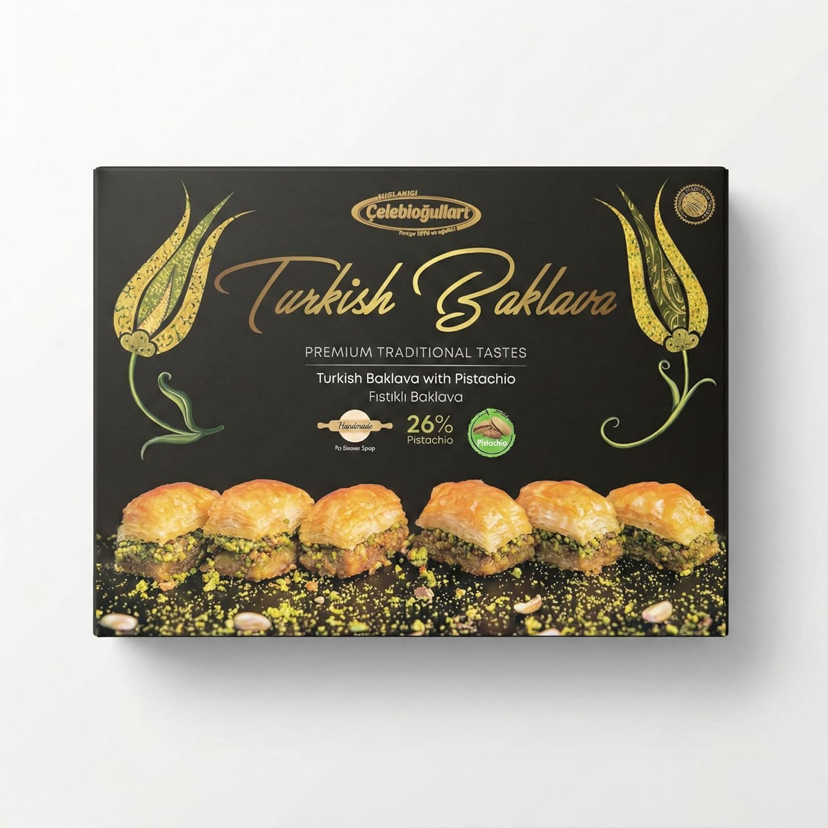 ÇELEBİOĞULLARI front packaging showing elegant 500g box and gift-ready appeal