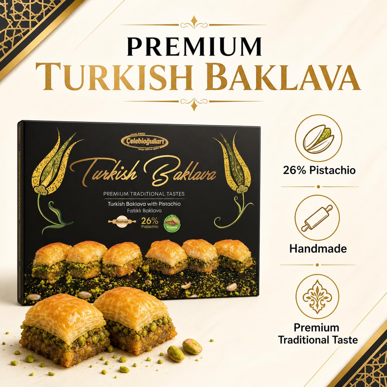 ÇELEBİOĞULLARI label and ingredient list closeup showing origin and allergen details