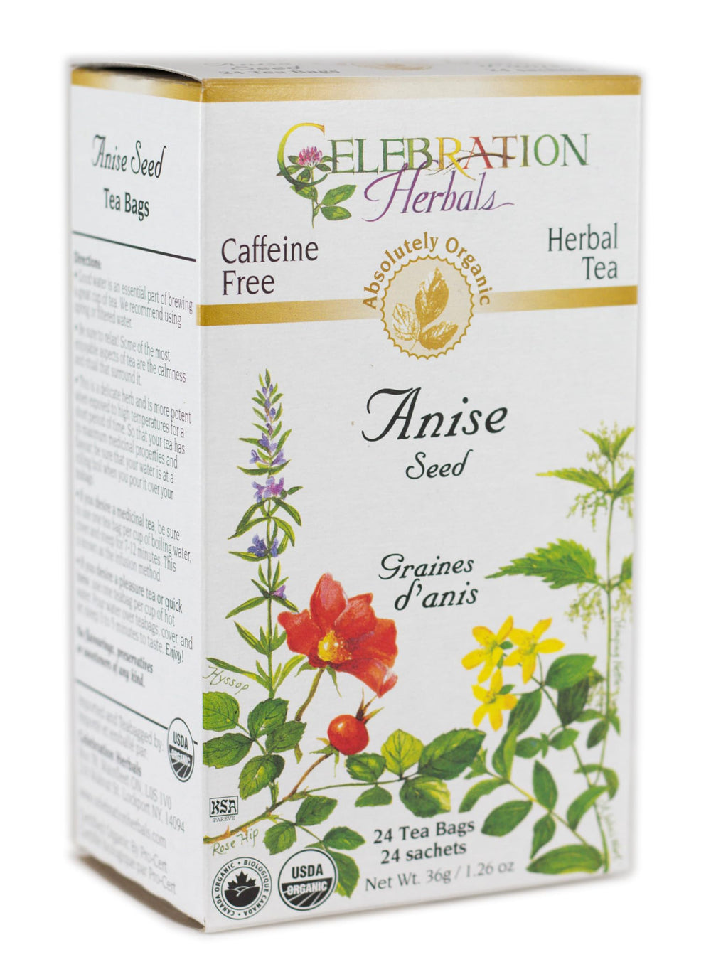 Celebration Herbals front packaging showing organic anise seed benefits