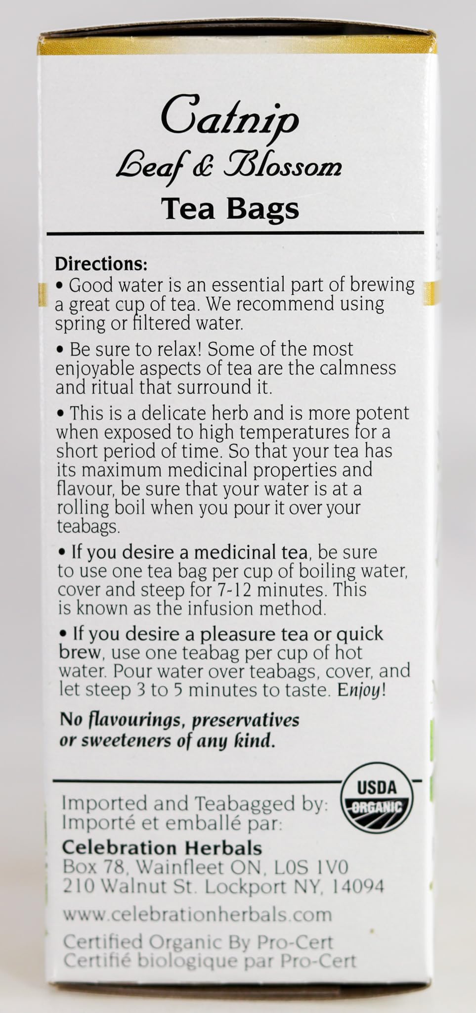 Celebration Herbals brewed tea in cup steaming for a calming caffeine-free sip