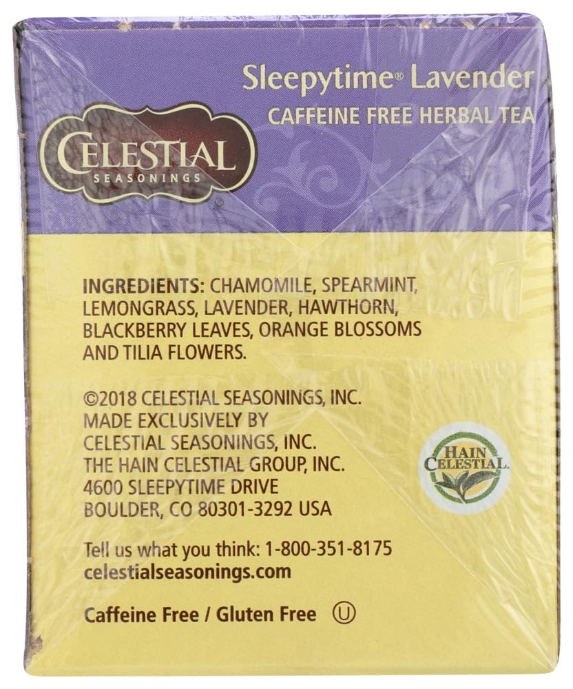 Celestial Seasonings box next to a teaspoon for scale showing portion and convenience