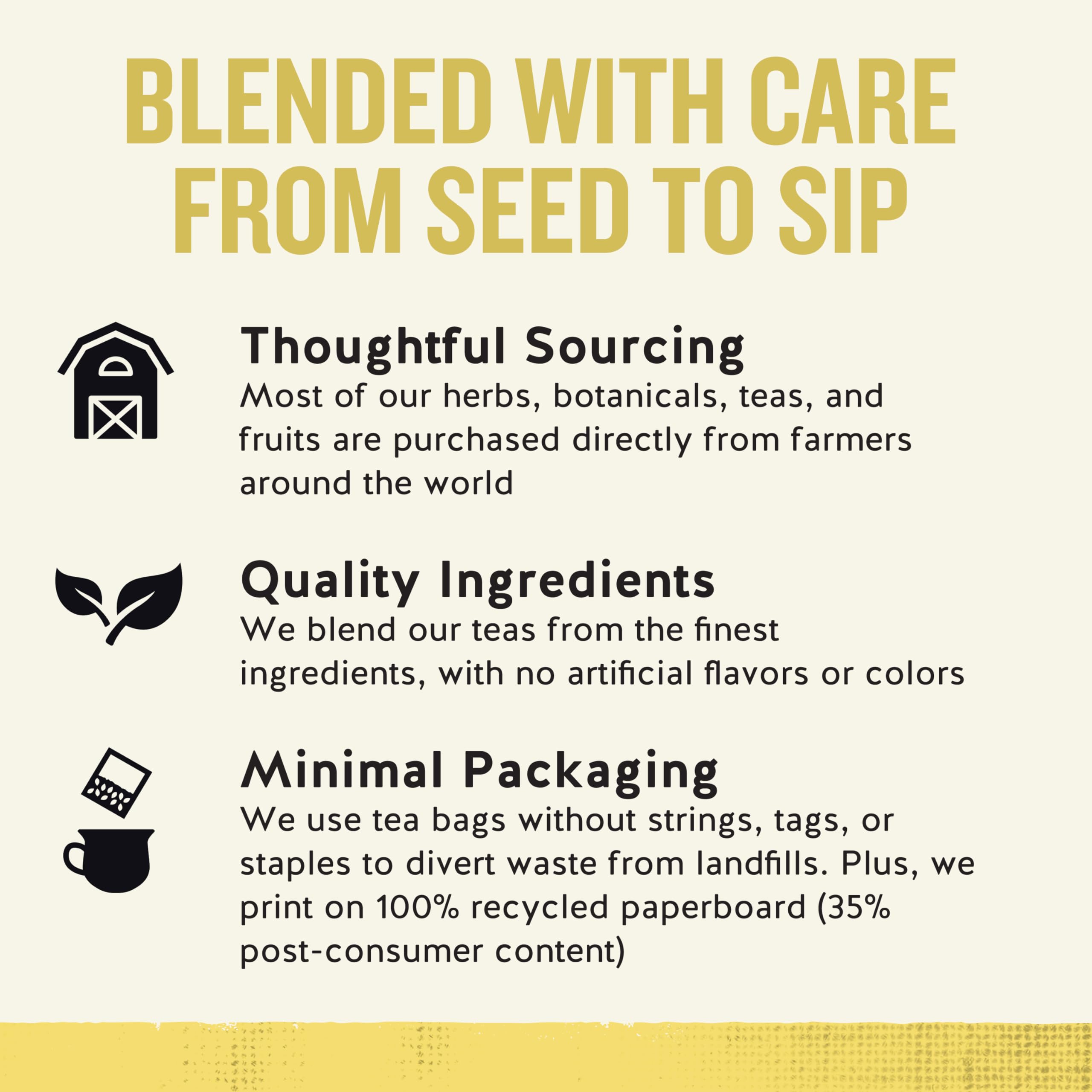 Celestial Seasonings brewed cup in hand showing golden color and calming aroma