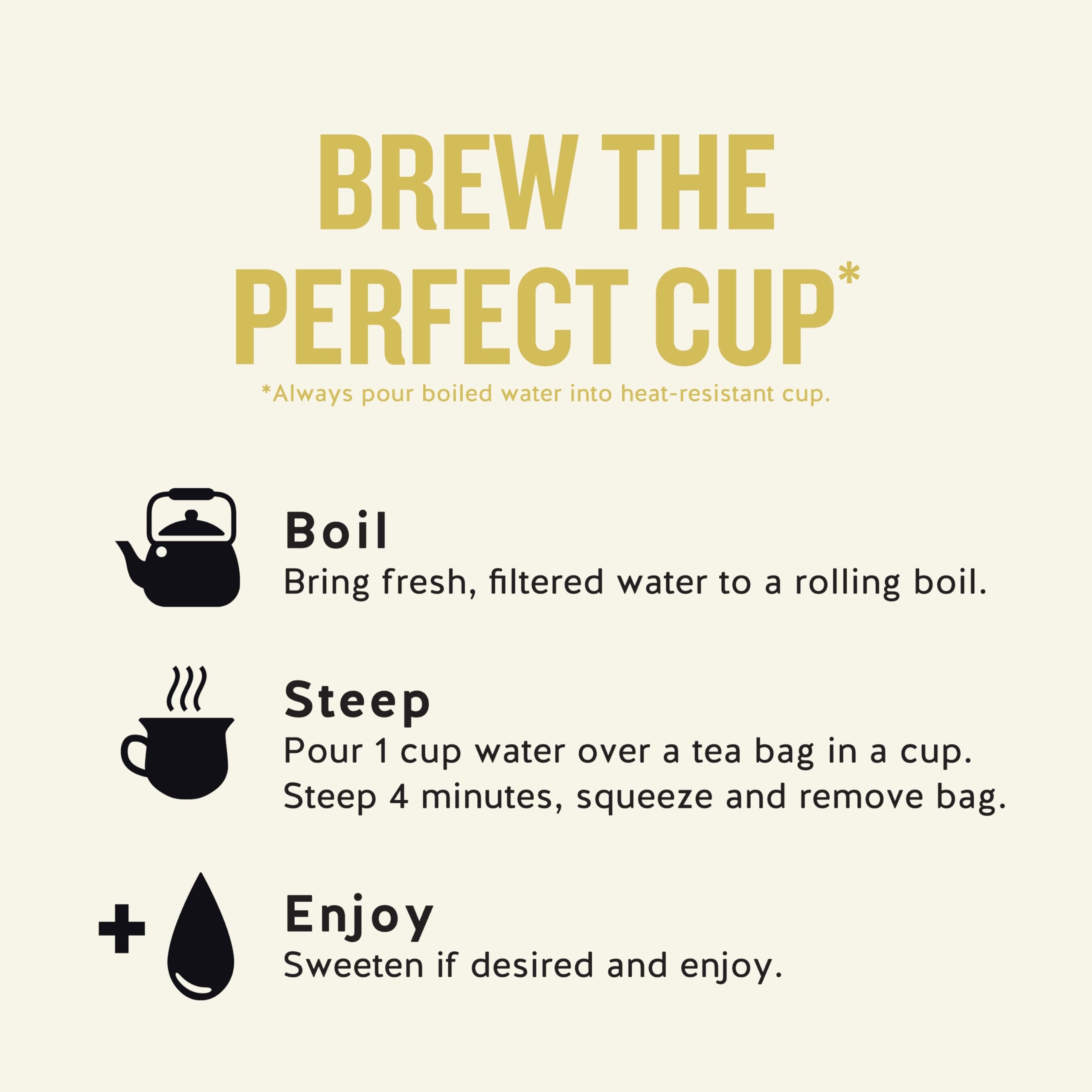 Celestial Seasonings tea bag detail with tag illustrating easy steeping and portioning