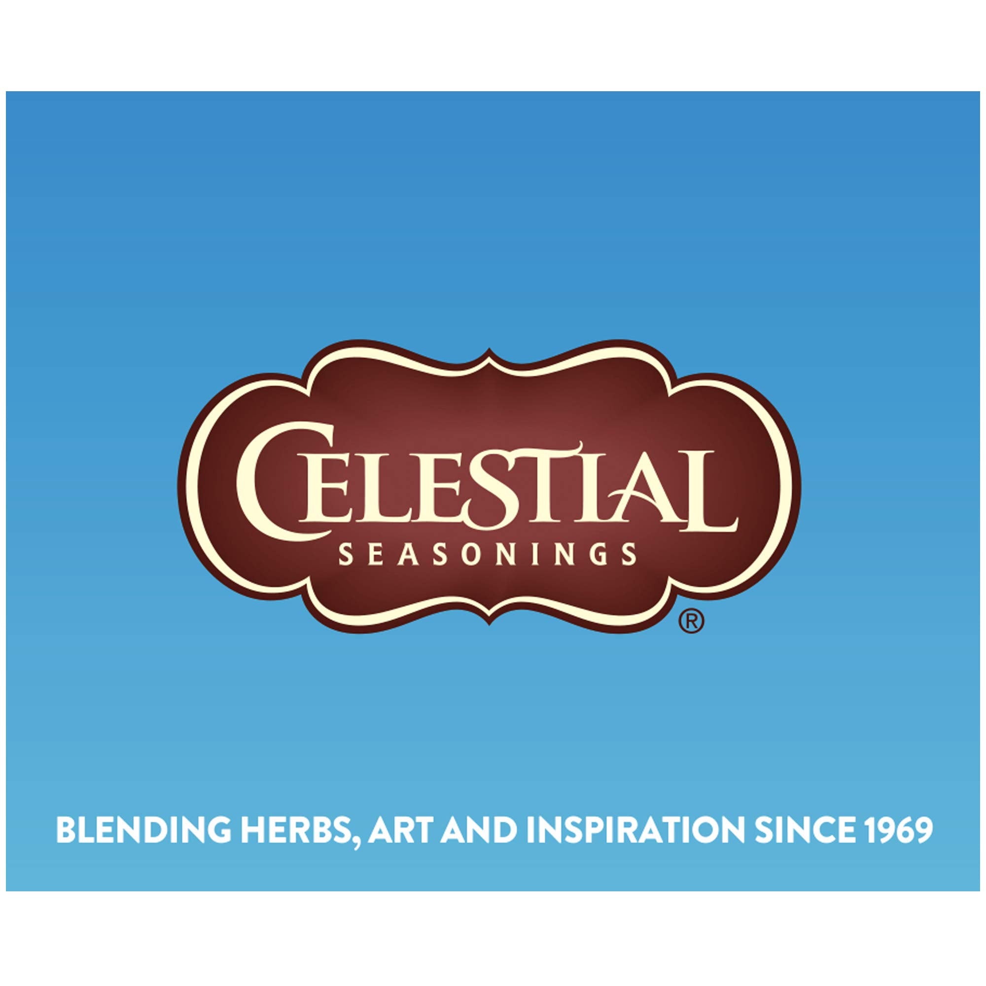 Celestial Seasonings box held in hand to show size and single-serve convenience