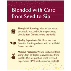 Brewed cup of Celestial Seasonings tea with deep crimson color delivering festive visual appeal