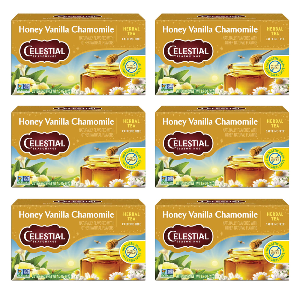 Celestial Seasonings front of box showing product name and quantity, clear labeling