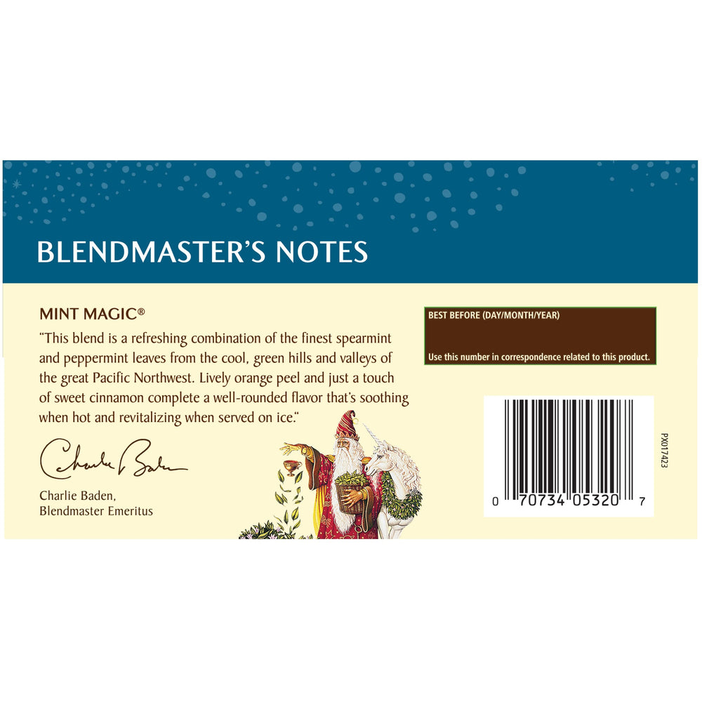 Celestial Seasonings close-up tea bag texture revealing natural mint leaves and quality