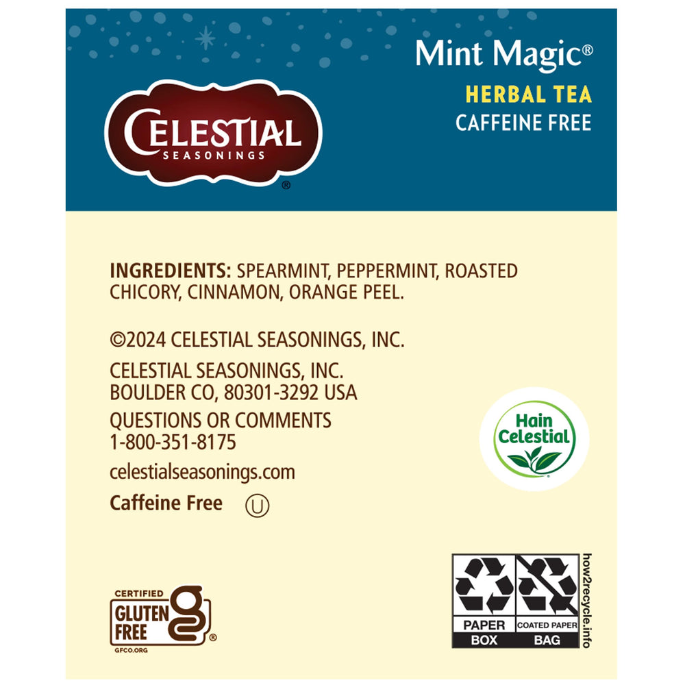 Celestial Seasonings iced tea pitcher with mint leaves illustrating refreshing cold brew