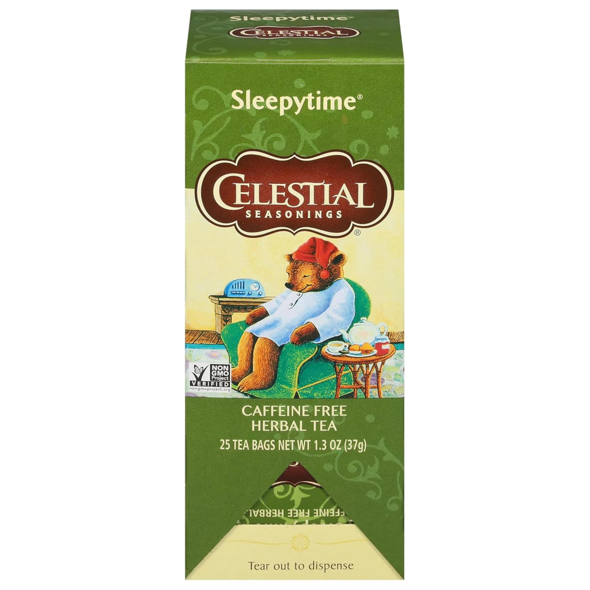 Celestial Seasonings front box showing 25 tea bags and product branding for easy identification