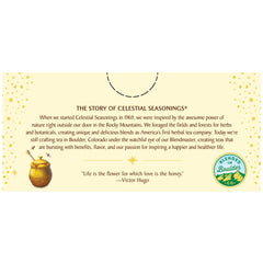 Brewed cup of Celestial Seasonings tea with steam, showing calming evening ritual