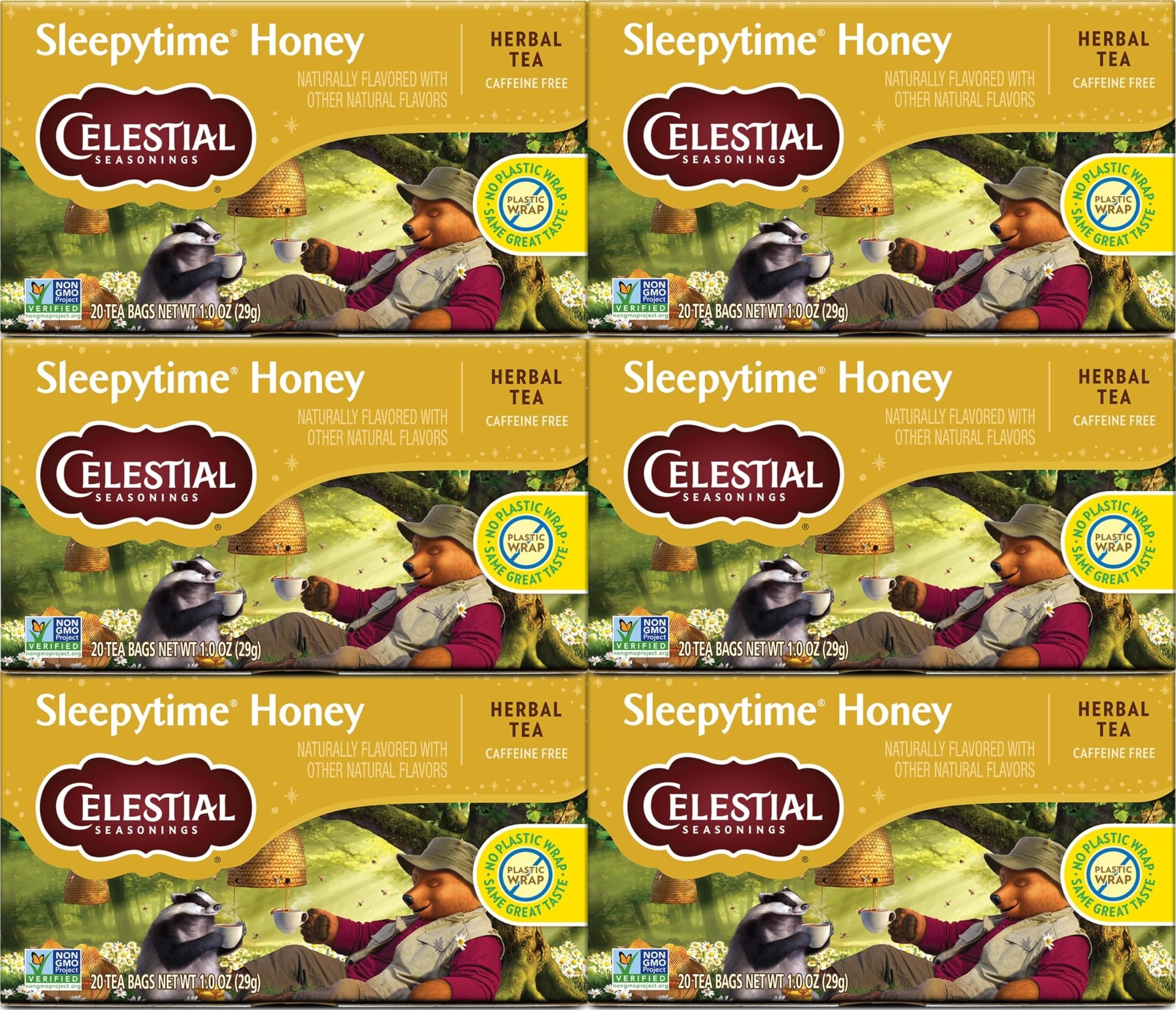 Celestial Seasonings front packaging showing box and brand, highlights value pack