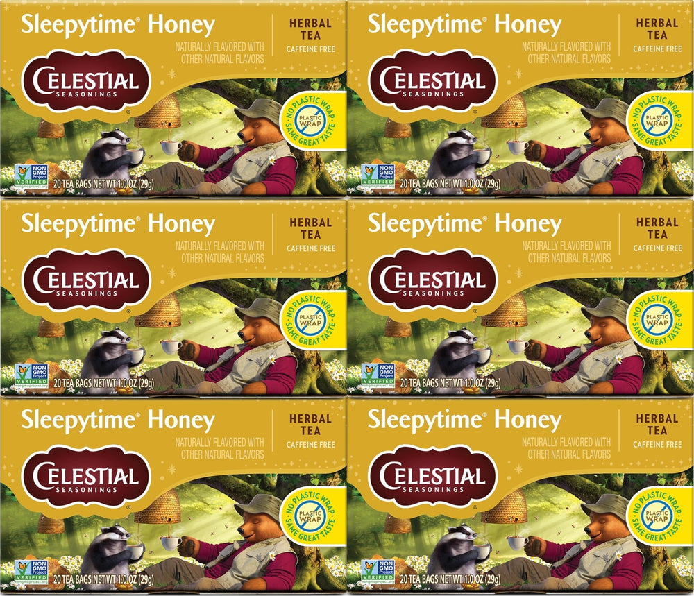 Celestial Seasonings front packaging showing box and brand, highlights value pack