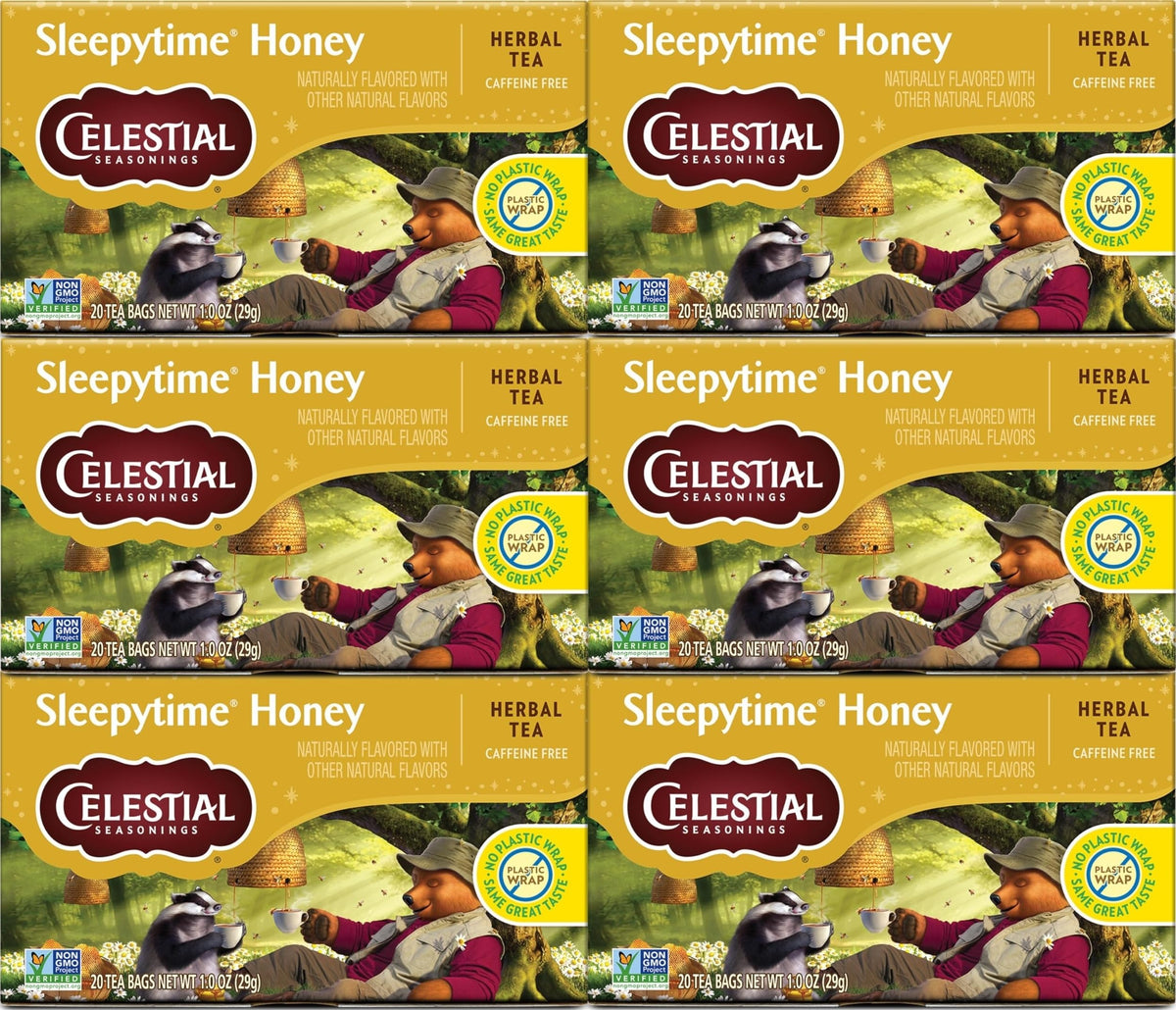 Celestial Seasonings front packaging showing box and brand, highlights value pack