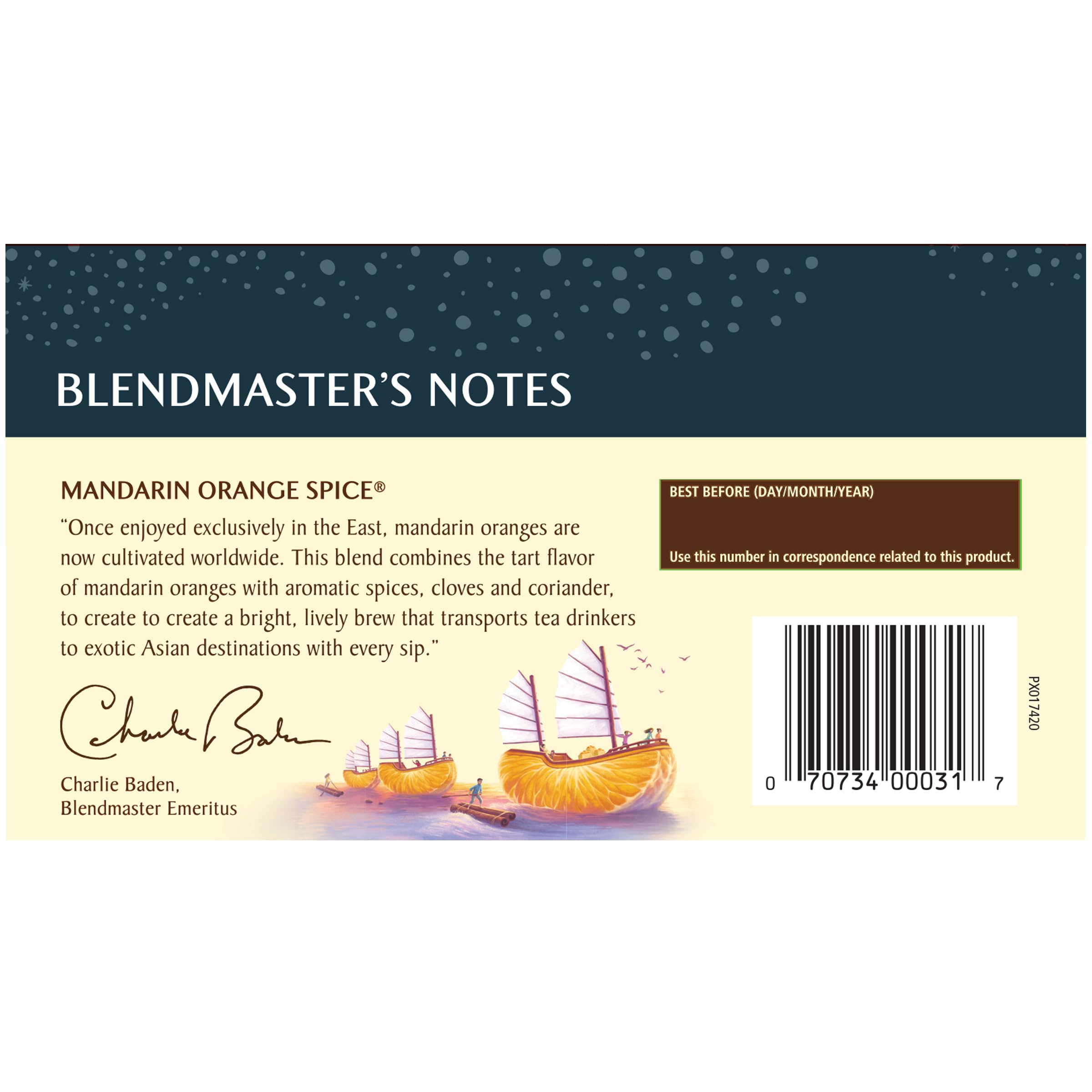 Celestial Seasonings tea bag close-up with clear label for easy brewing