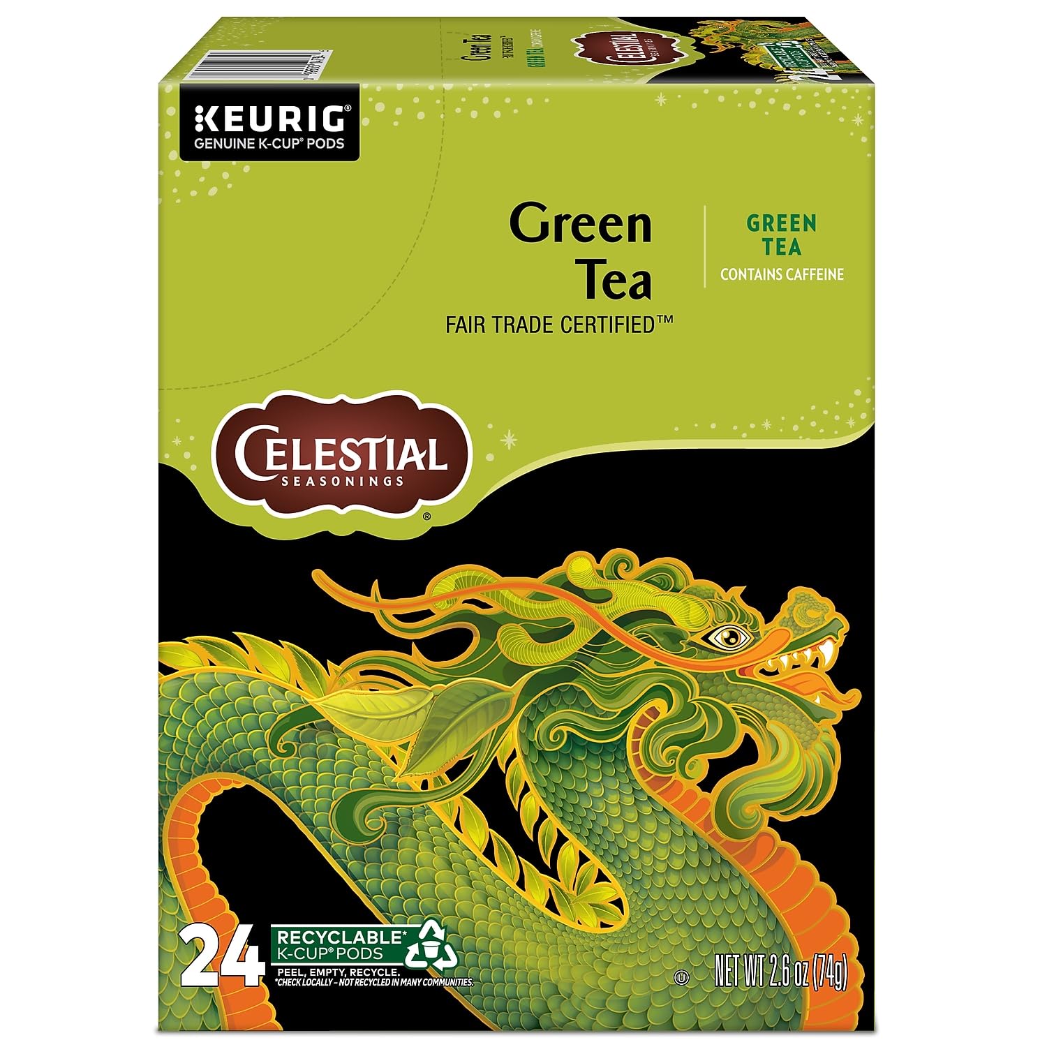 Glass of iced Celestial Seasonings green and white tea illustrating refreshing cold brew