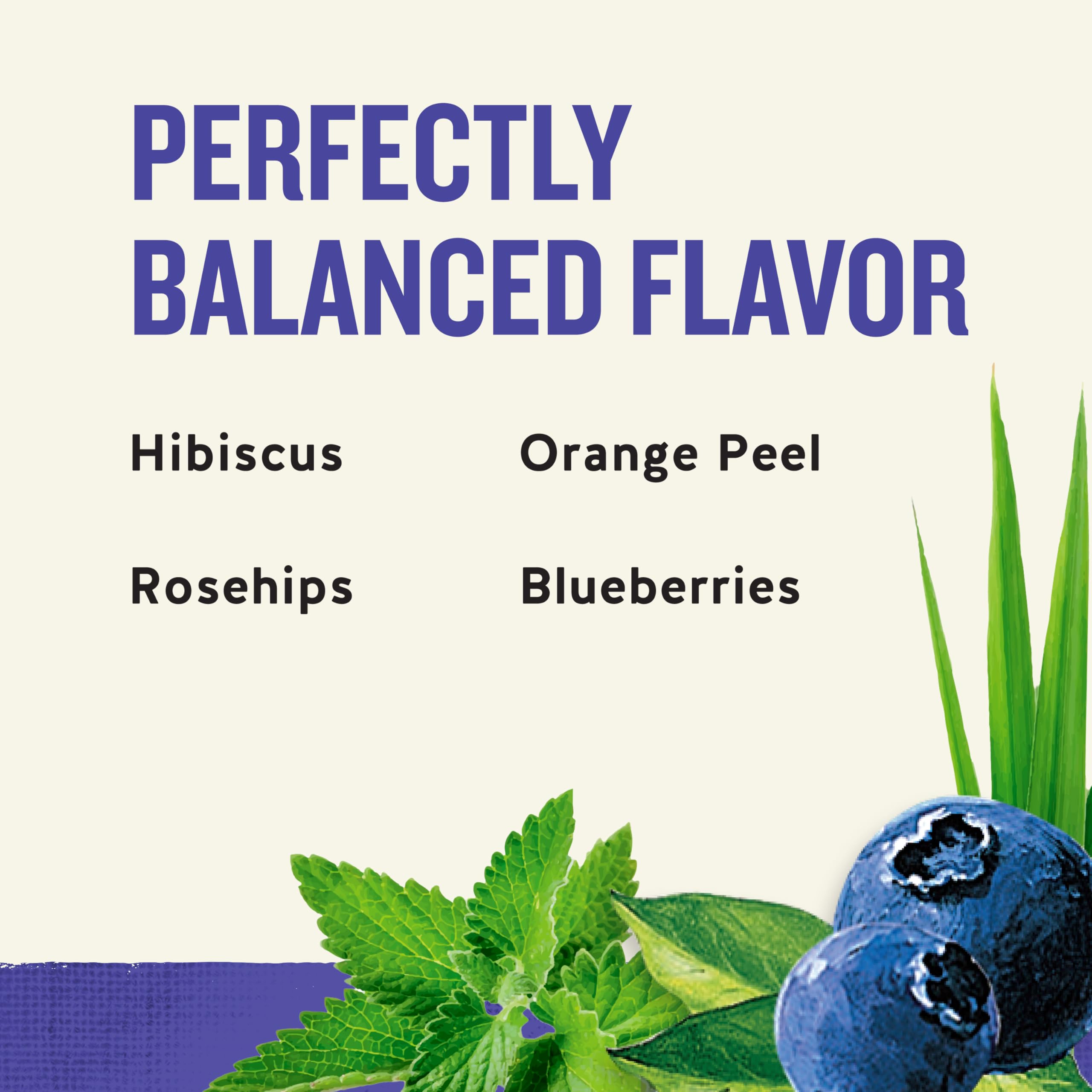 Celestial Seasonings steeped cup of true blueberry tea offering warm comfort