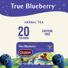 Celestial Seasonings close-up of tea bag texture with clear blueberry aroma