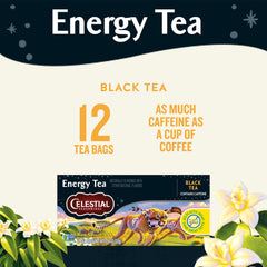 Close-up of Celestial Seasonings tea bag highlighting blend and smooth flavor