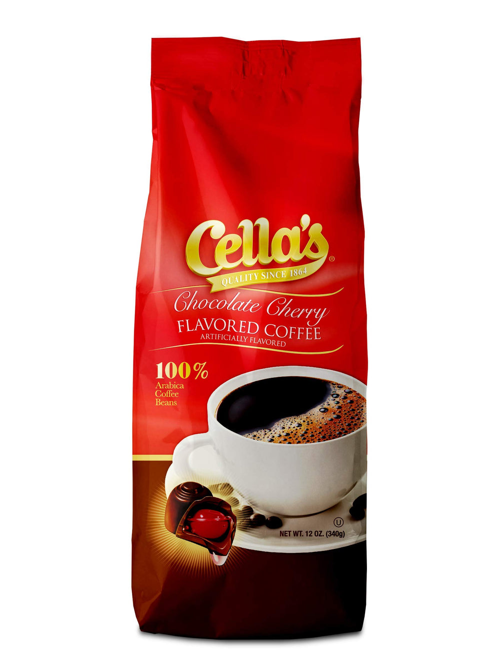 Cella's front packaging showing 12 oz bag and holiday-ready design for gifting