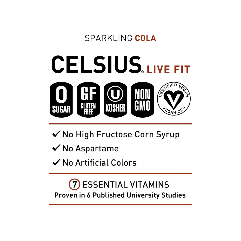 Hand holding CELSIUS can for scale showing brand portability and on-the-go energy