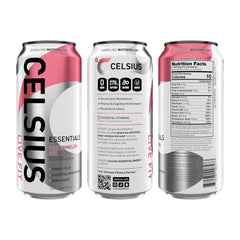 CELSIUS label close-up highlighting MetaPlus® and ingredient callouts for informed choice