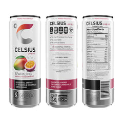 CELSIUS close-up label highlighting MetaPlus blend and vitamin list