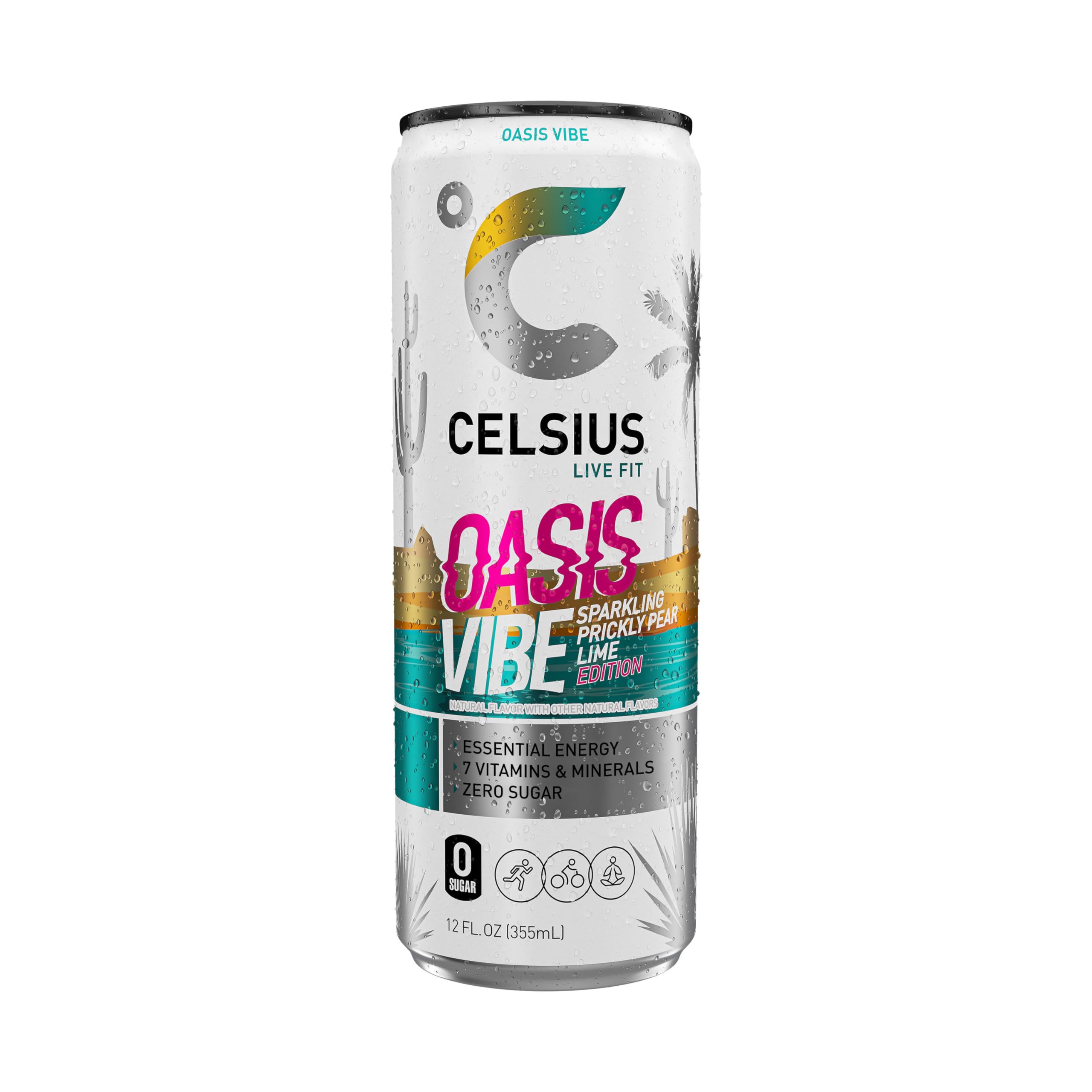 CELSIUS can on a sunny beach towel, portraying active lifestyle and refreshment