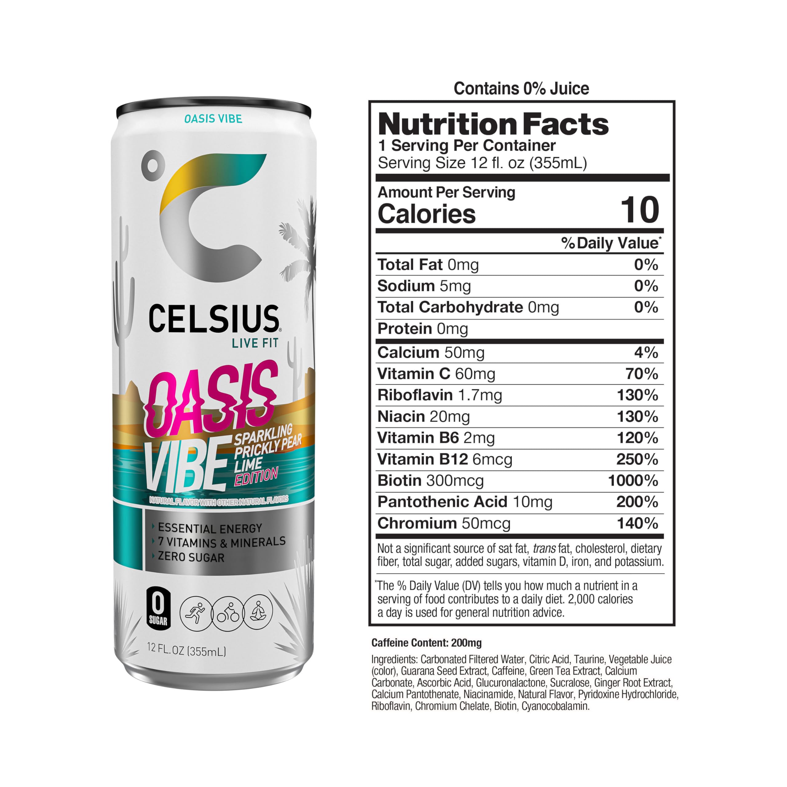 CELSIUS poured into glass with ice, showcasing carbonation and refreshing taste