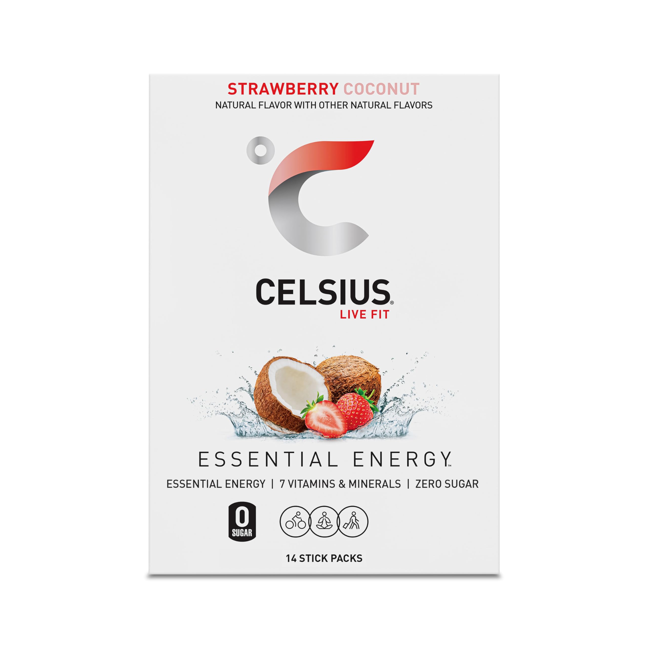 CELSIUS sticks on a beach towel for portable tropical energy