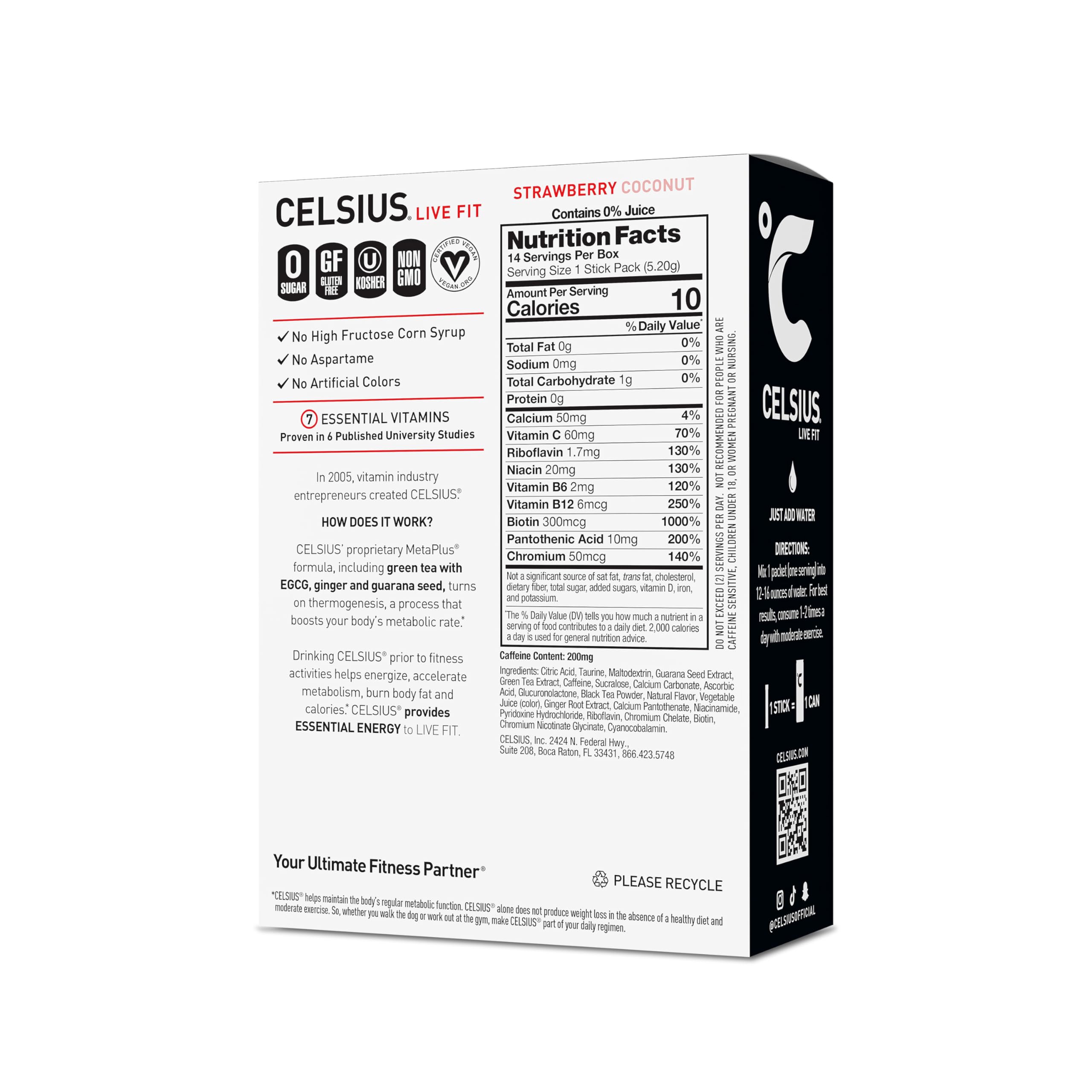 CELSIUS single powder stick packet close-up highlighting portability