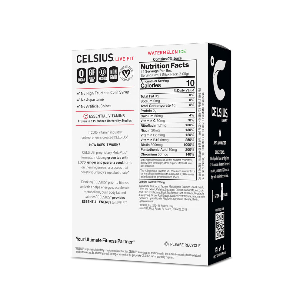 CELSIUS single stick close-up displaying branding and convenient single-serve benefit