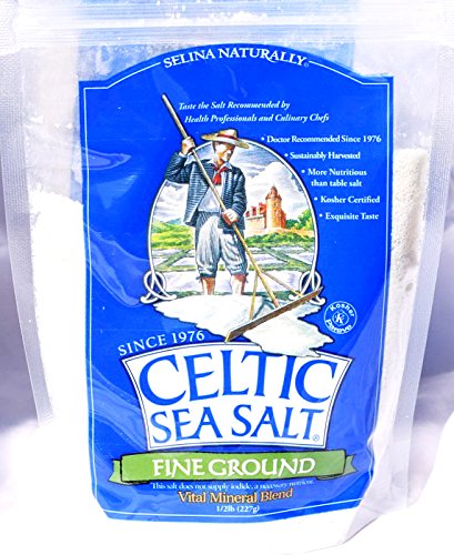 Celtic Sea Salt being shaken over a dish showing even seasoning and flavor enhancement